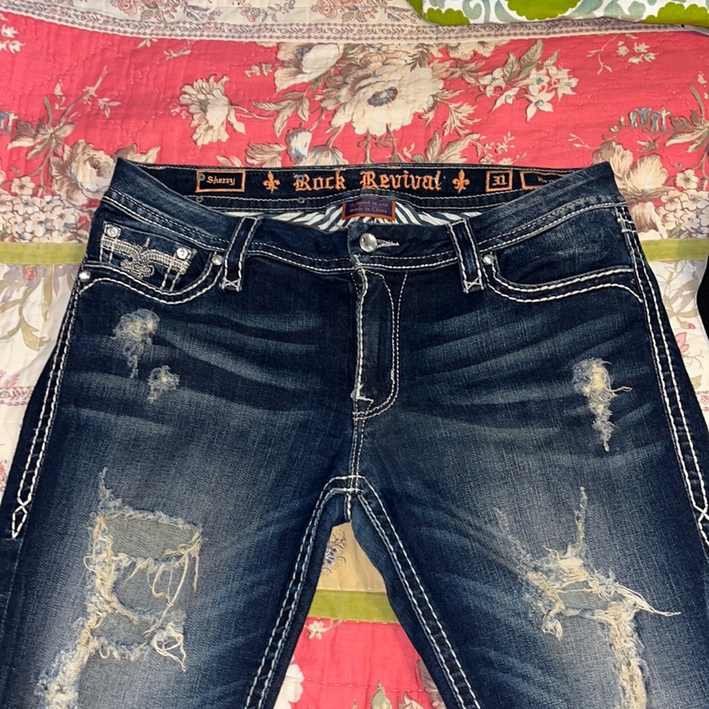 Rock Revival Women's Distressed Boot Cut Jeans - Indigo